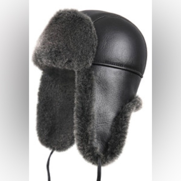 UNISEX Shearling Sheepskin Aviator Winter Fur Hat Sz XXL - Picture 1 of 9